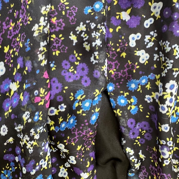 Ieena for Mac Duggal One Shoulder Floral Gown Maxi Dress Purple Chiffon Size 4 - Picture 7 of 13